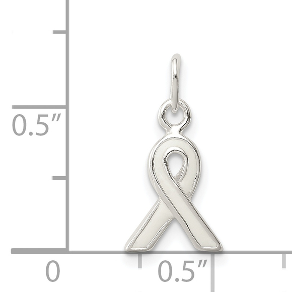 Sterling Silver White Enameled Awareness Charm - Picture 3 of 4